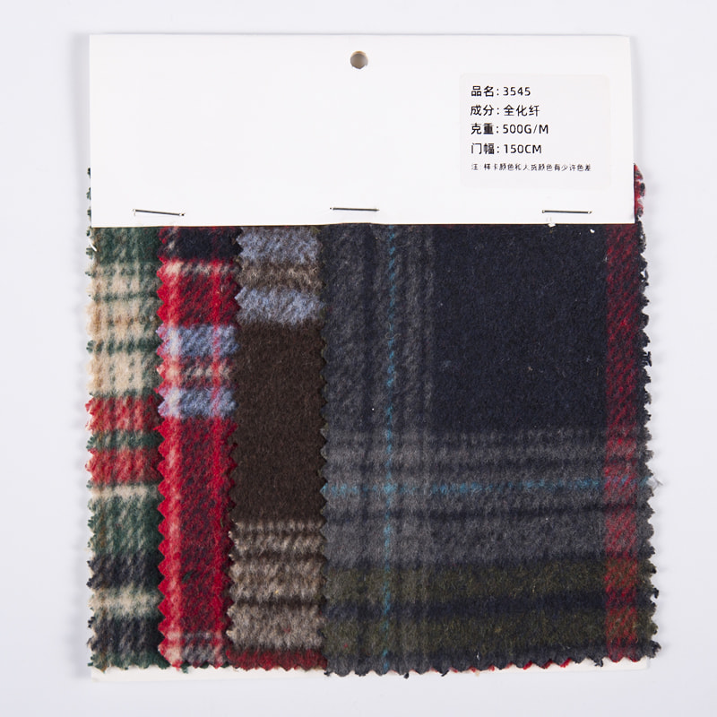 Brush Plaid Check Jacquard Pelo Largo Tweed Tela 3545