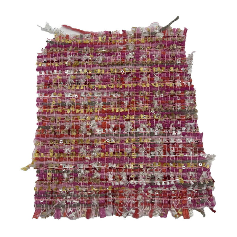 Telas de tweed metálicas con lentejuelas rojas y rosas a la moda para mujer 21003