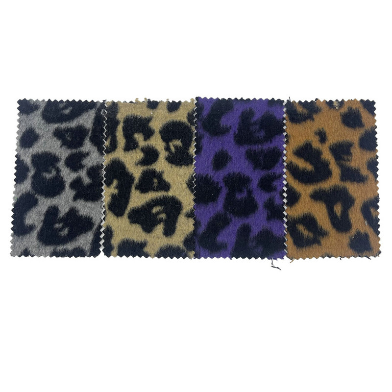 Telas de tweed de colores múltiples de felpa de pelo largo de leopardo para tapicería 2196