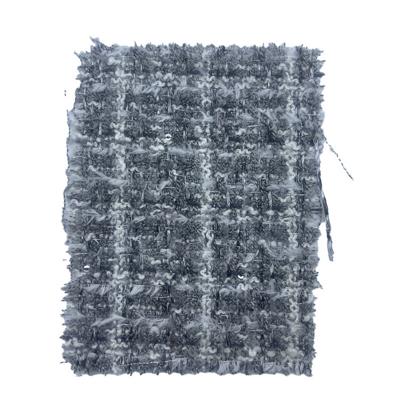 Telas de tweed en relieve a cuadros grises de textura fina para prendas de mujer 23503