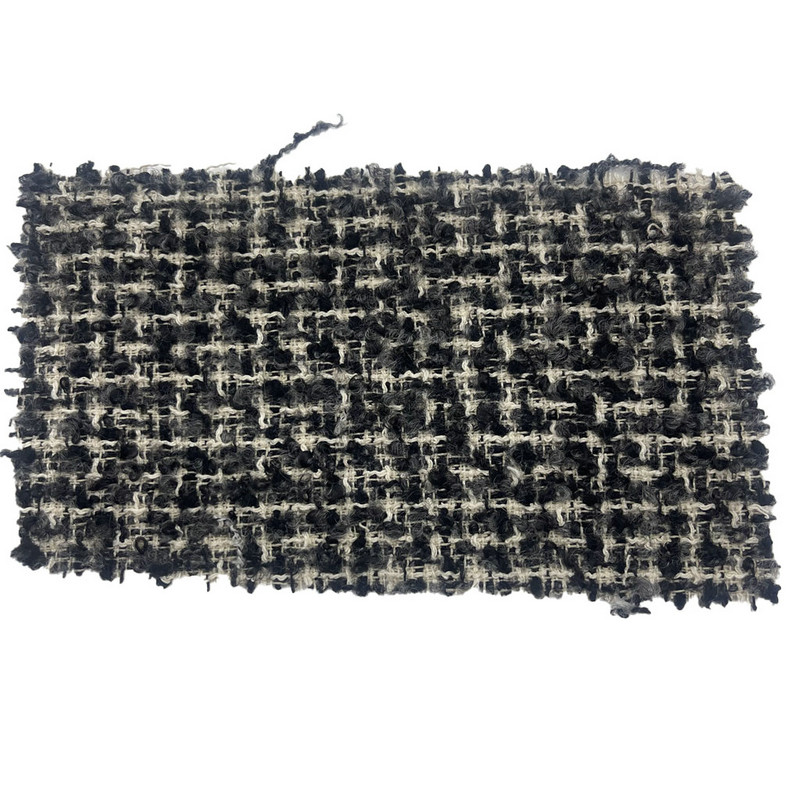 Mezcla de hilo de bucle gris negro en relieve Telas de tweed de tacto suave 23515