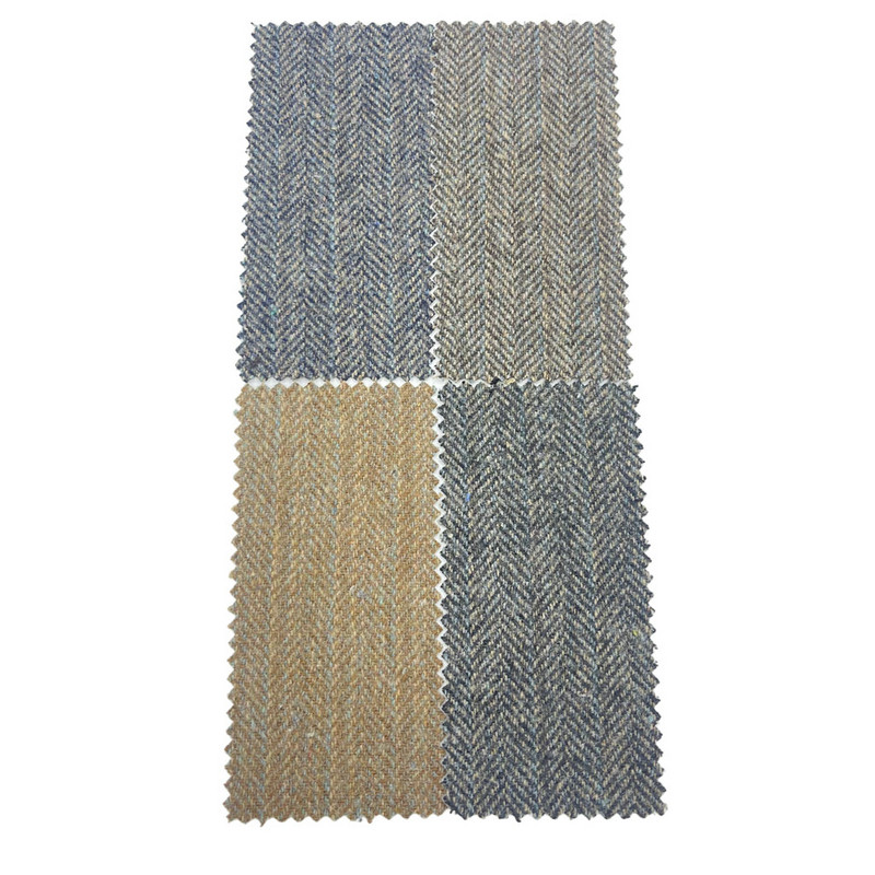 Telas italianas de tweed de lana a rayas azules y marrones para trajes 3534