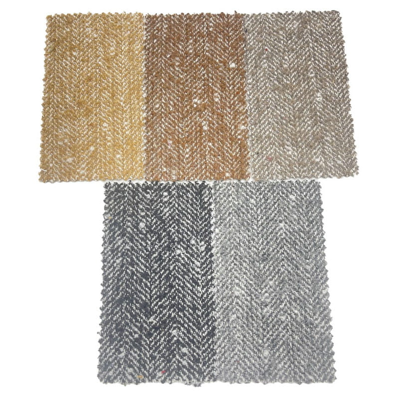 Telas gruesas de Tweed de lana blanca y gris en espiga de burbujas para ropa en invierno 3906