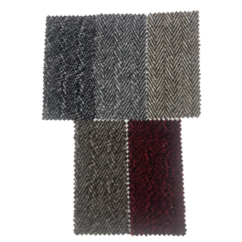 Telas gruesas de Tweed con cepillo de espiga de lana roja negra para prendas 4298