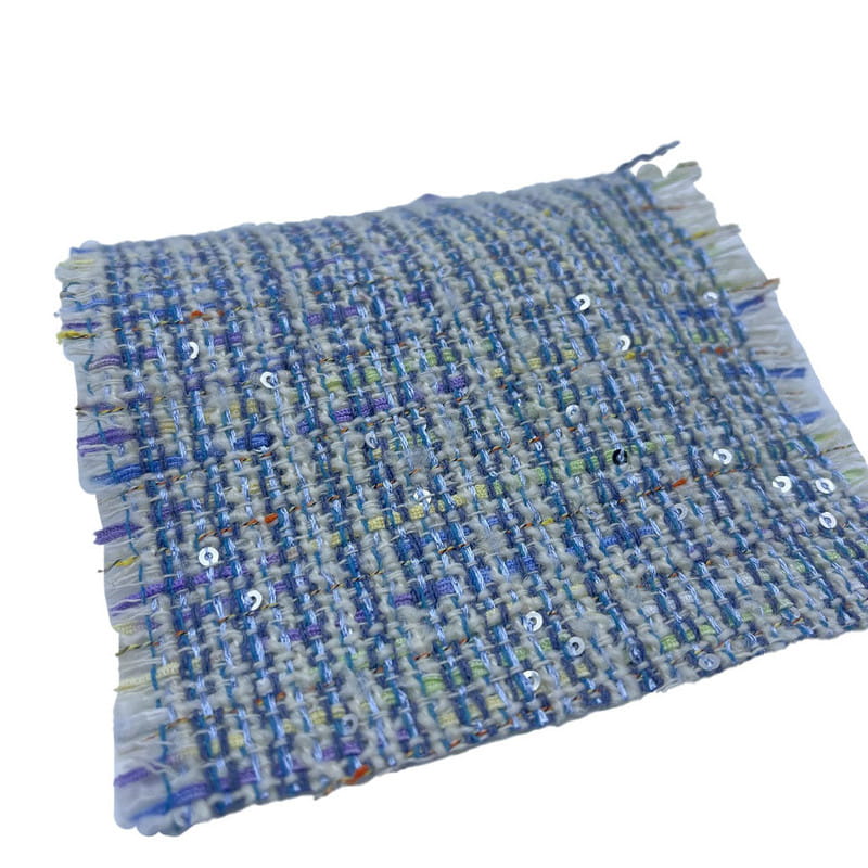 Telas de Tweed de lentejuelas metálicas de poliéster de lana para abrigos de vestir de mujer ZZH24018